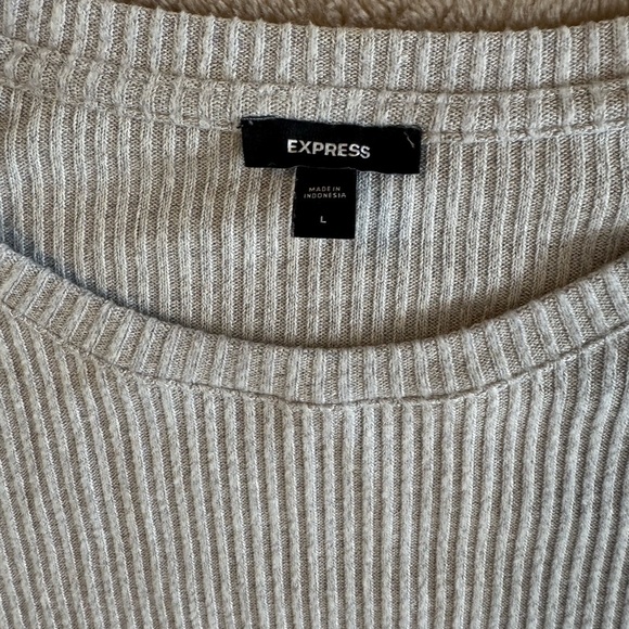 Light Gray Ribbed Long Sleeve Top - Picture 2 of 4